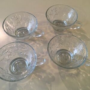 Princess House four glass coffee cups “Poinsettia” pattern Princess House